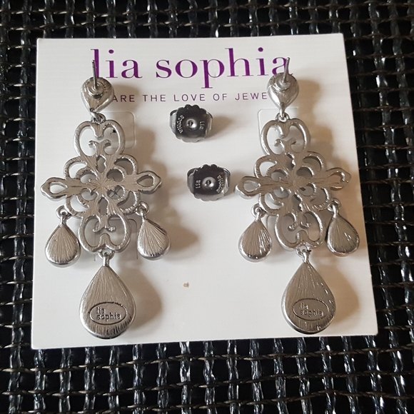 Lia Sophia Clear Crystal Bling Chandelier Earrings - Picture 2 of 3